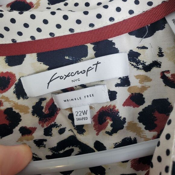 Foxcroft Button Down Shirt Womens 22W Shaped Fit Wrinkle Free Leopard Colorful - Picture 3 of 11